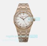 IPF Swiss Copy Audemars Piguet Royal Oak 37mm Diamond Rose Gold White Dial Watch 